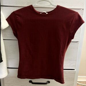 Zara Women's Short Sleeve Crew Tee - Wine